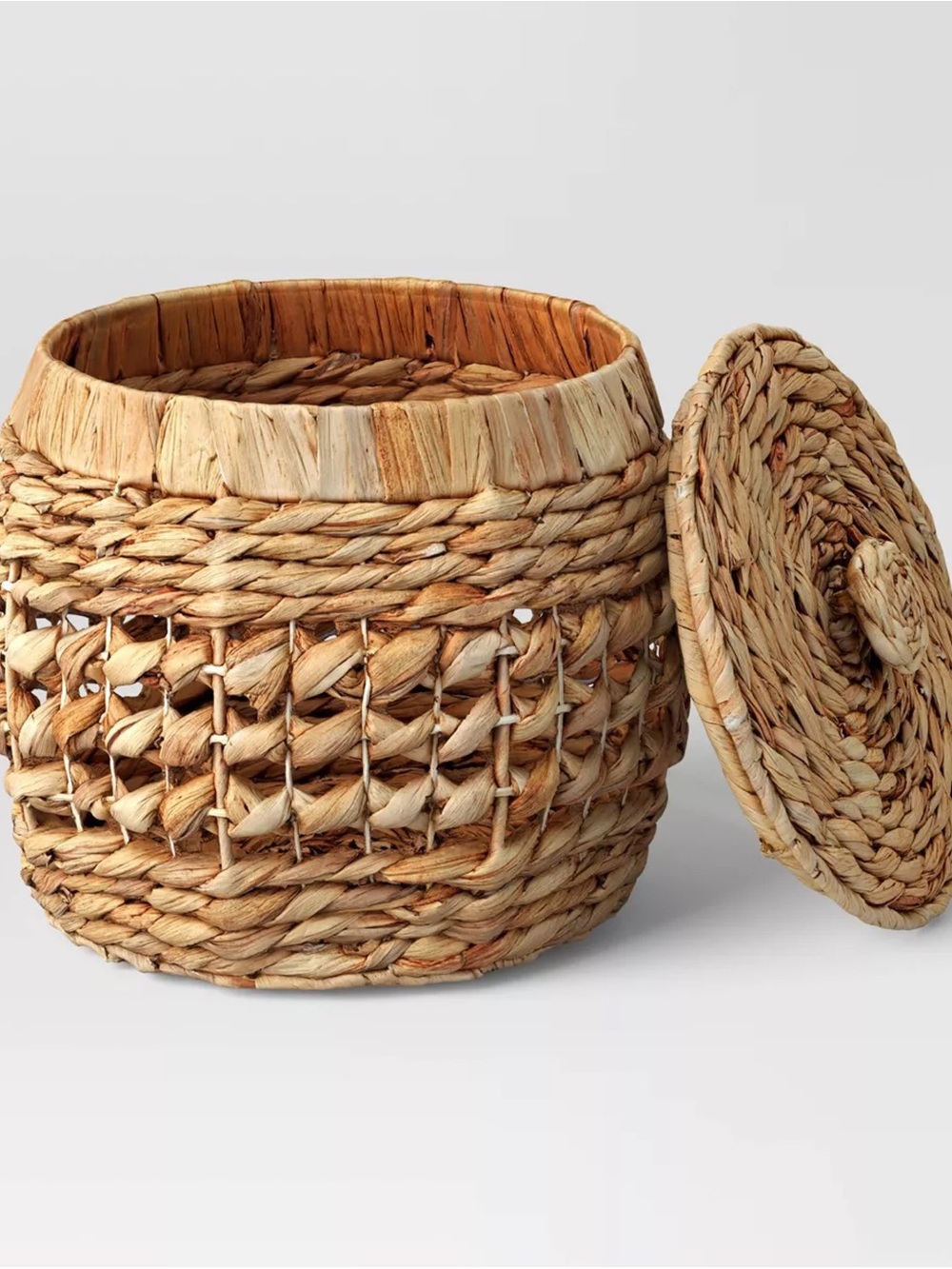 Natural Woven Storage Basket with Lid - Home Accents